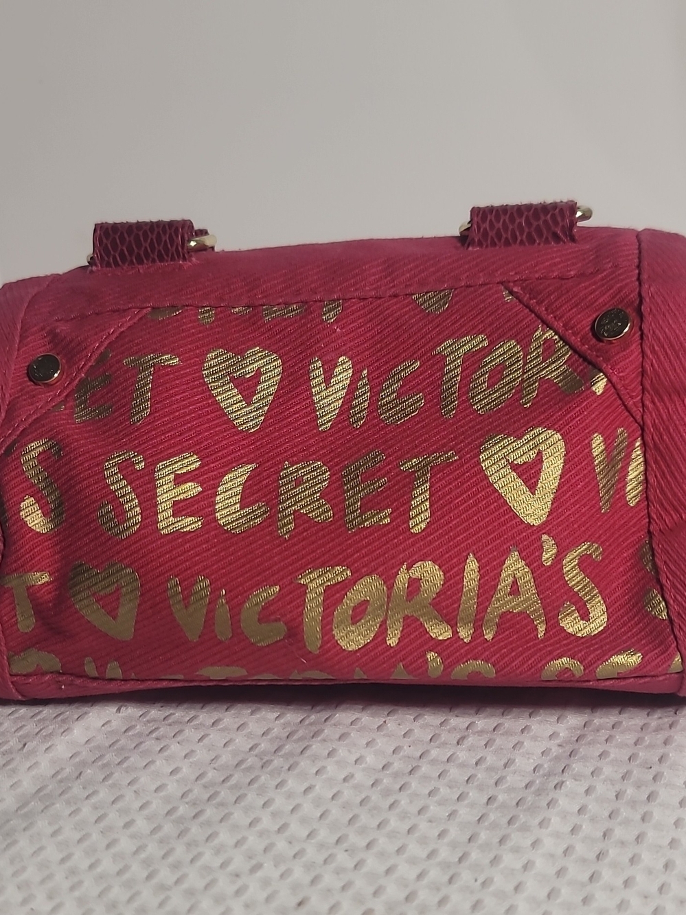 Victoria's Secret Pink Mini Bag with Gold Script Hearts